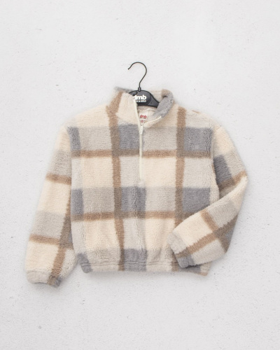 DMB KIDS 9515 Толстовка утепленная (цвет: Бежевый с серым)